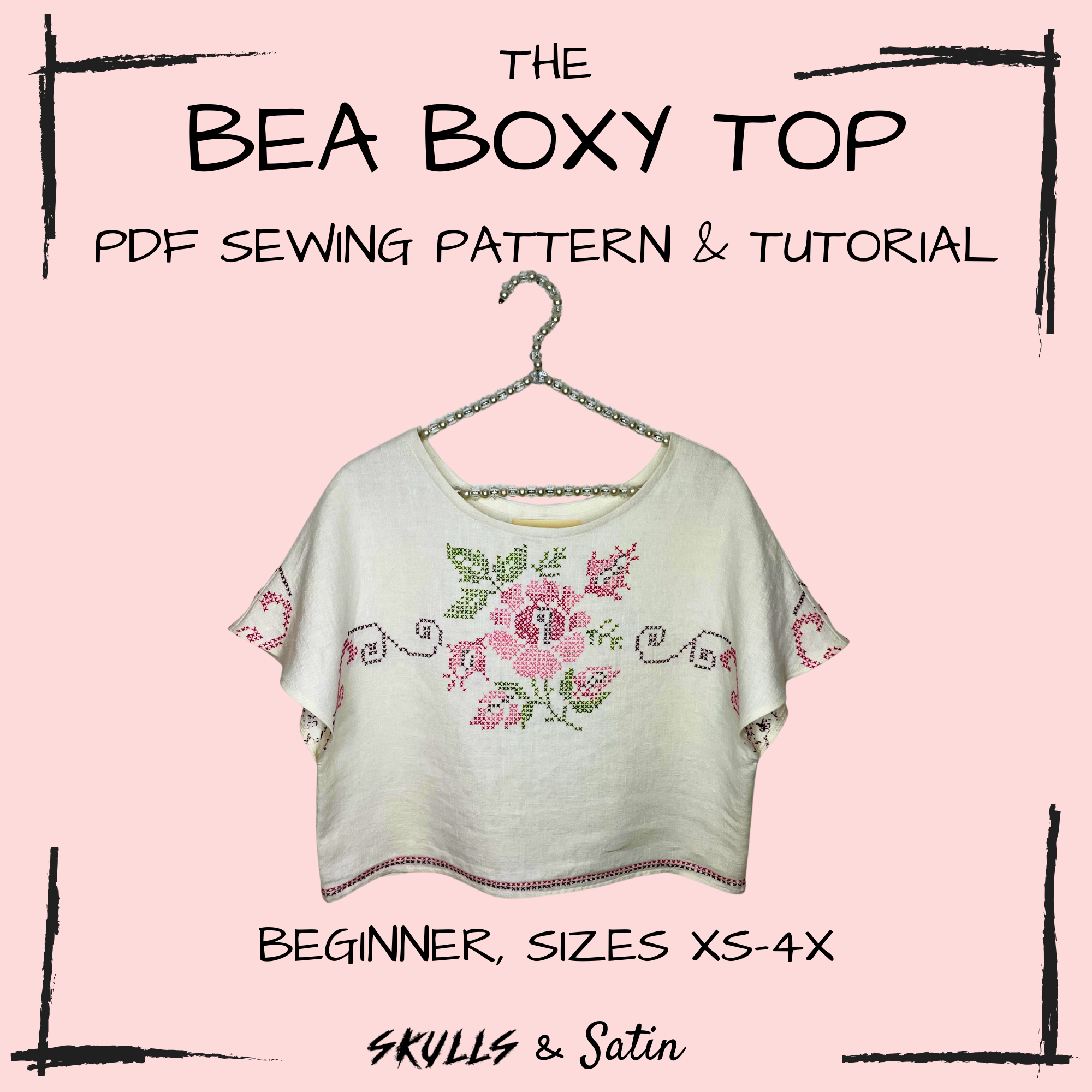 Bea Boxy Top PDF Sewing Pattern Sizes XS-4X – skullsandsatin