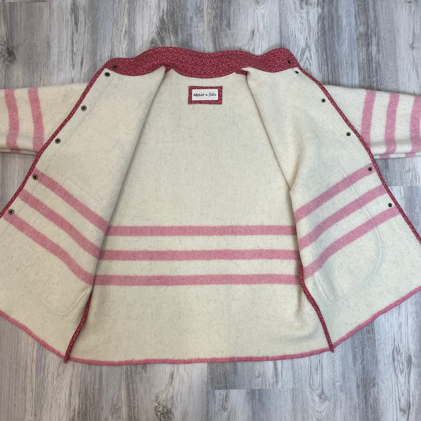 Pink & Cream Wool Coat