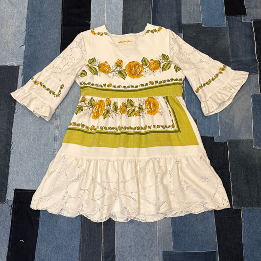 Summer Dress (M) Green & White