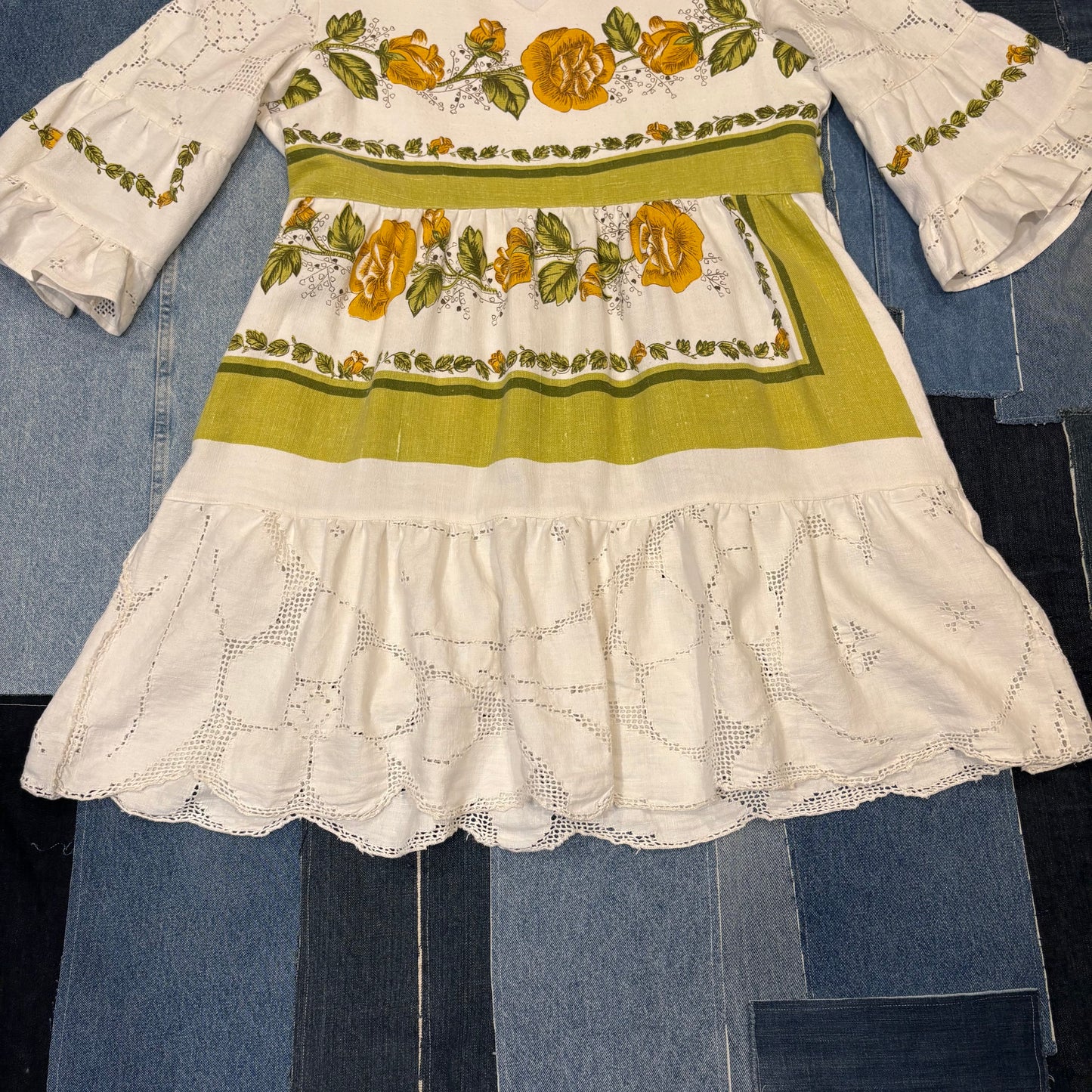 Summer Dress (M) Green & White