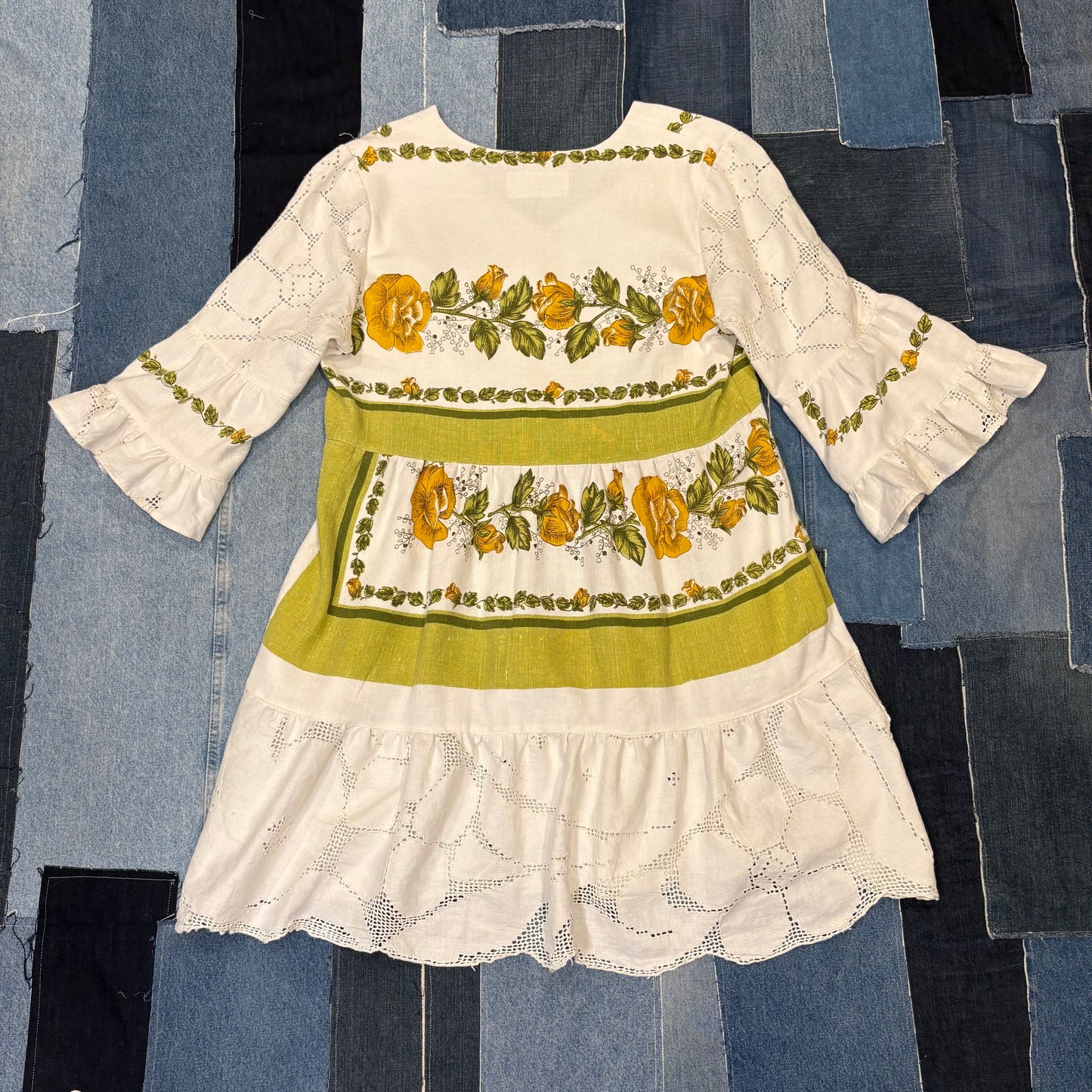 Summer Dress (M) Green & White