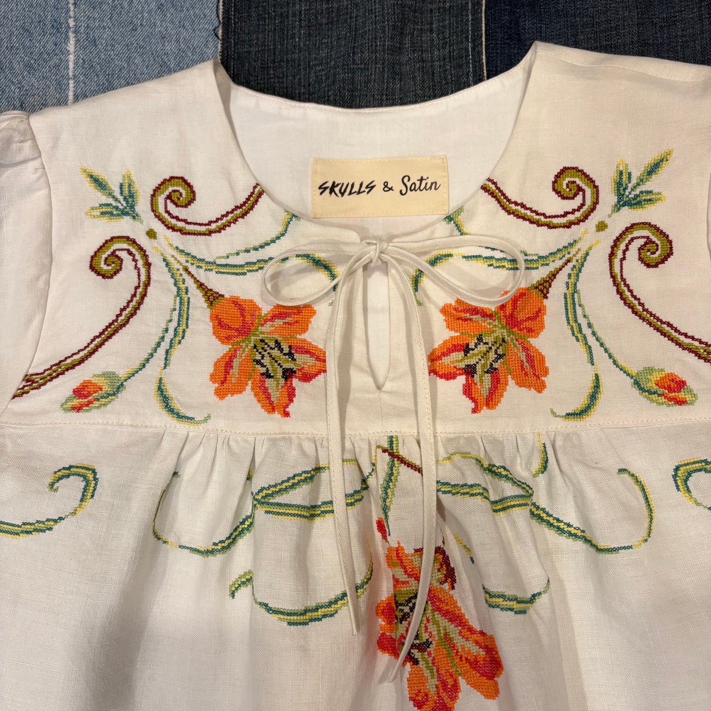Embroidered Orange (L-XL) Short Sleeve