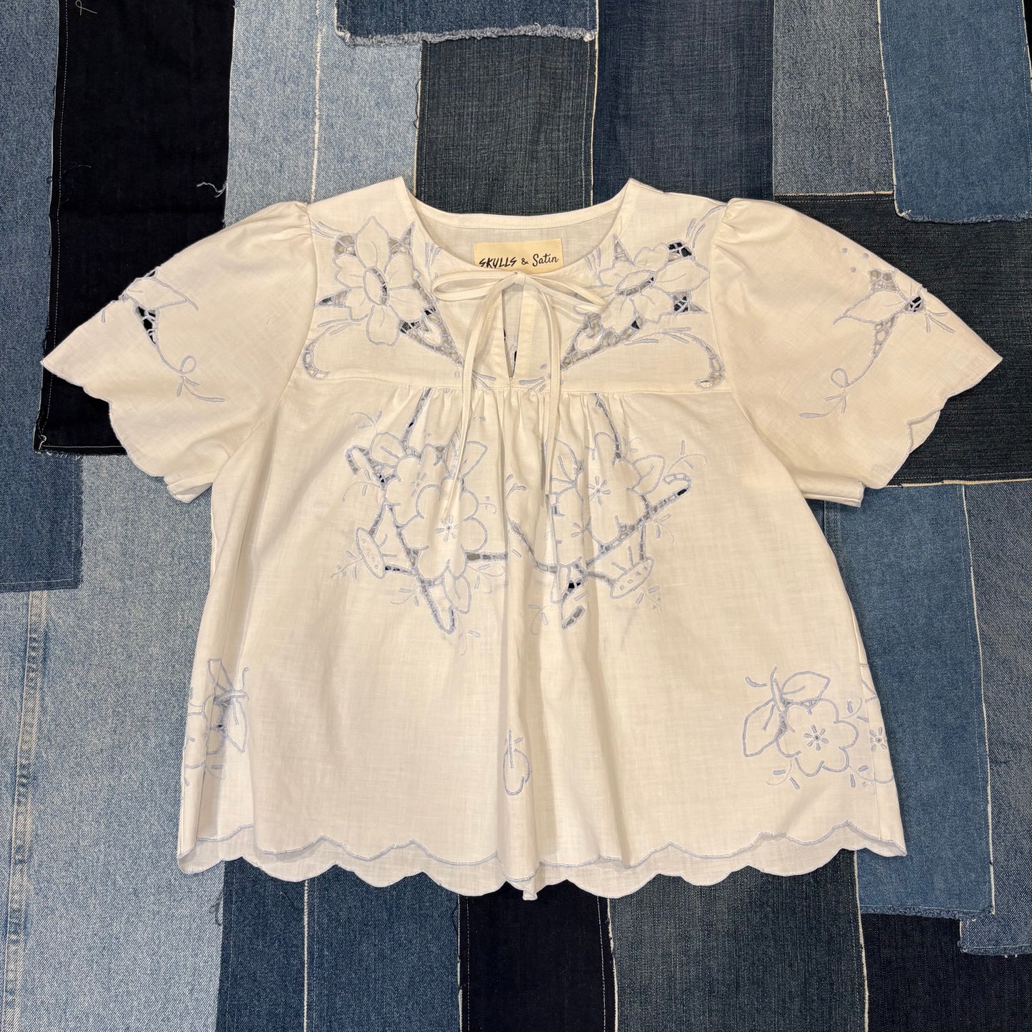 Embroidered Blue (S-M) Short Sleeve