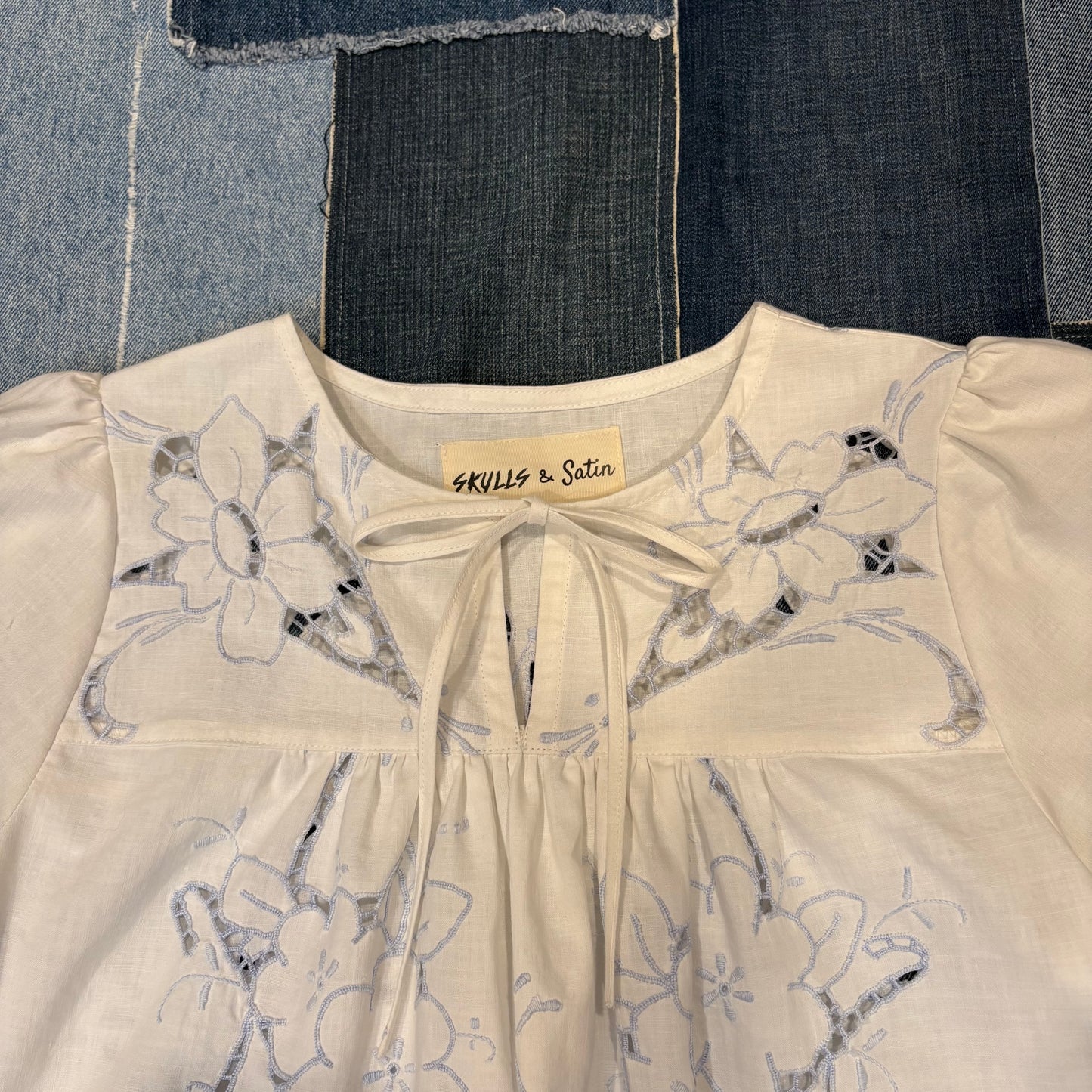 Embroidered Blue (S-M) Short Sleeve