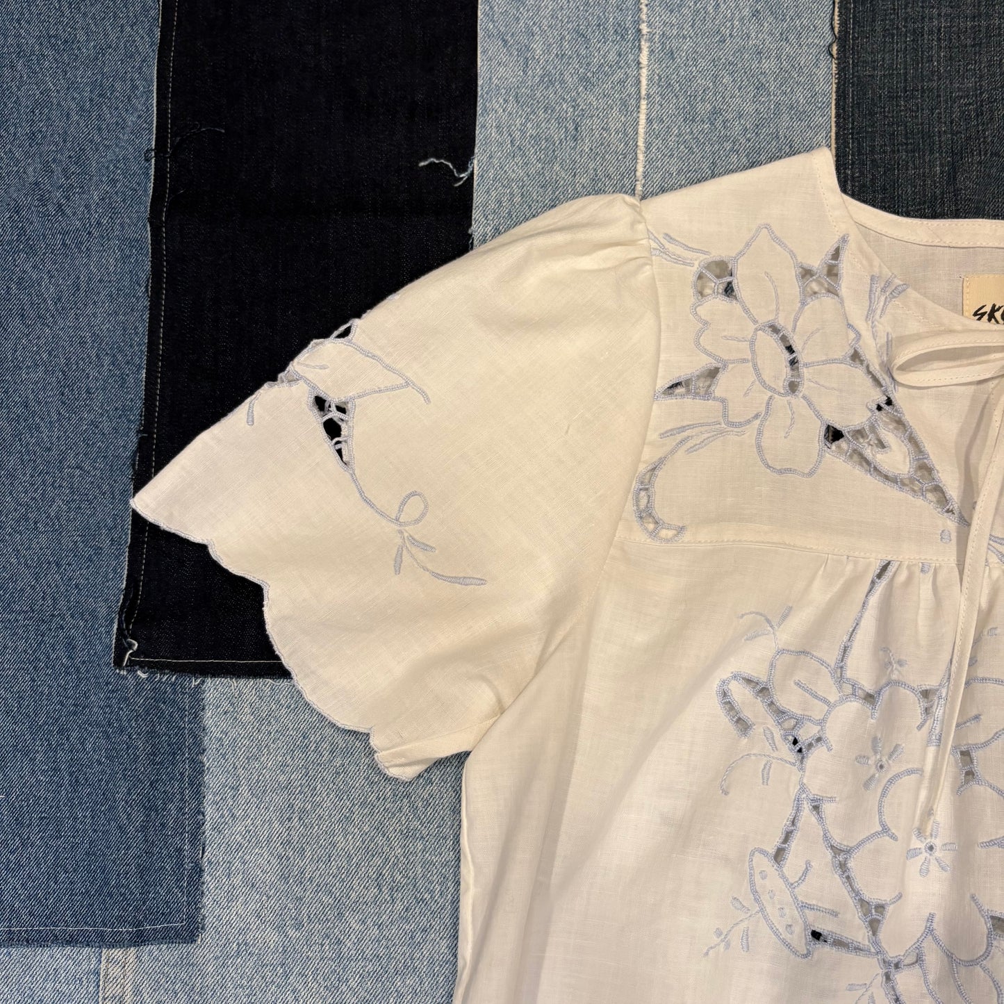 Embroidered Blue (S-M) Short Sleeve