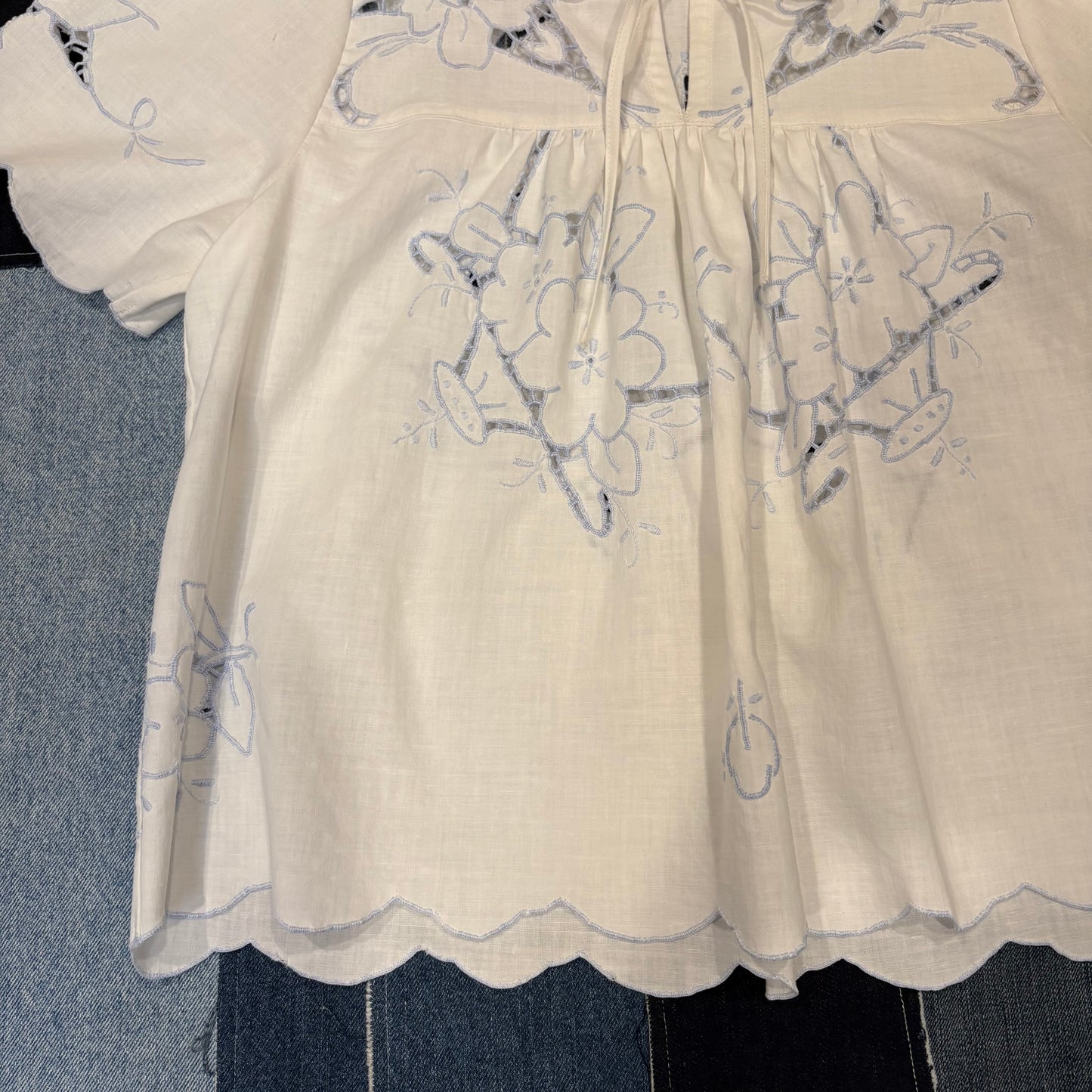 Embroidered Blue (S-M) Short Sleeve