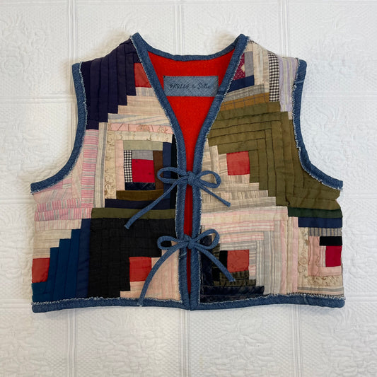 Log Cabin Vest Crop S-M
