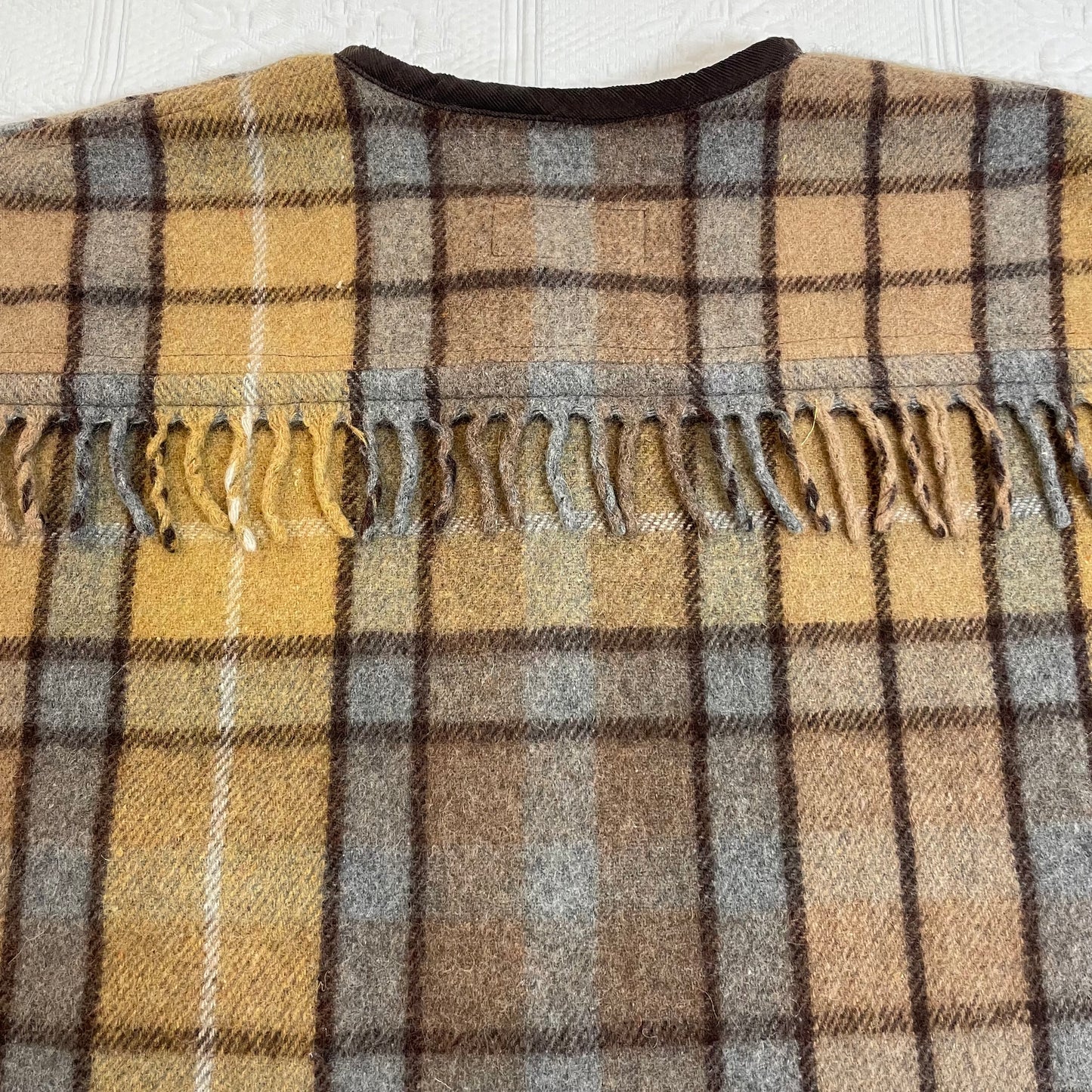Beige Plaid Blanket Coat L-XL