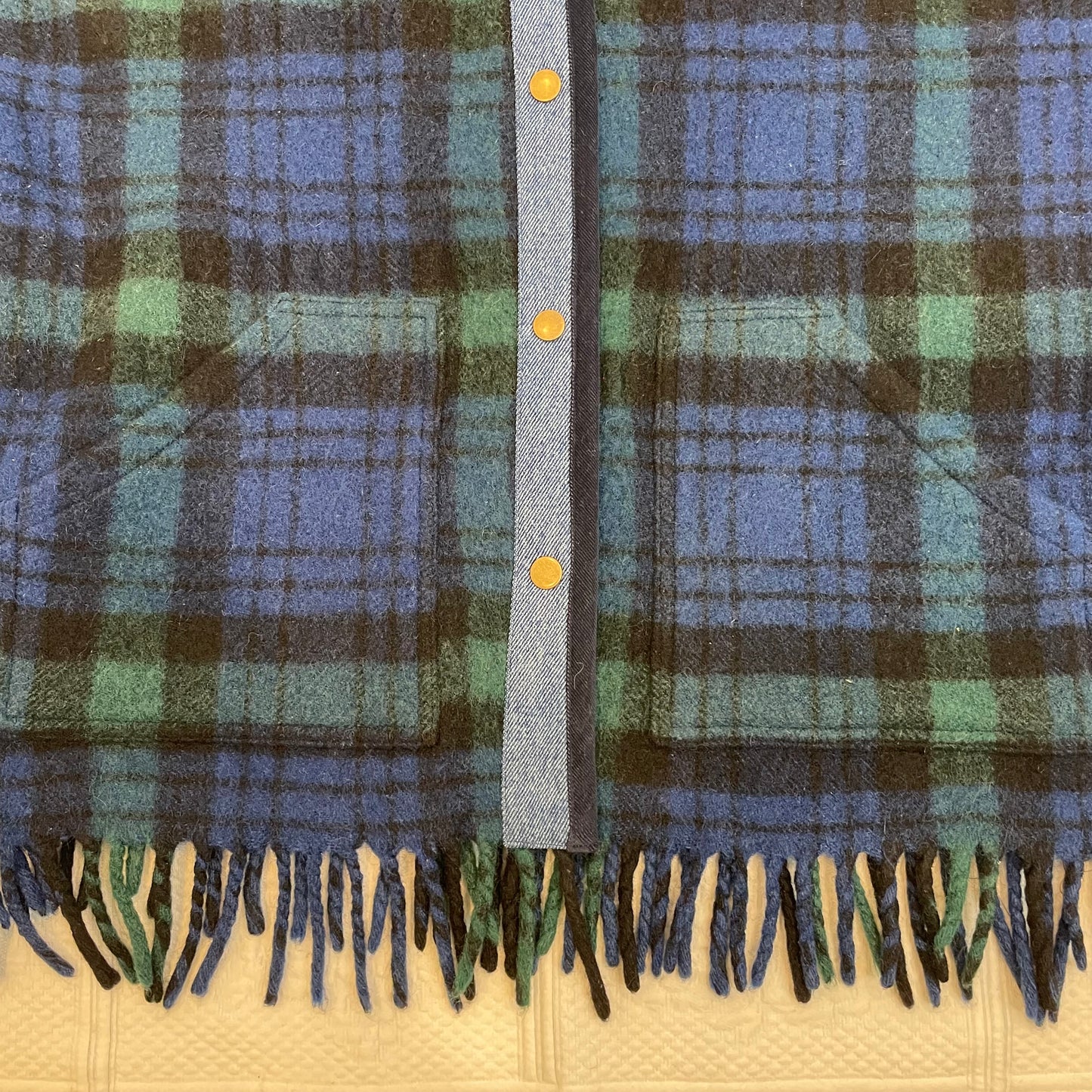 Black Watch Plaid Blanket Coat S-M