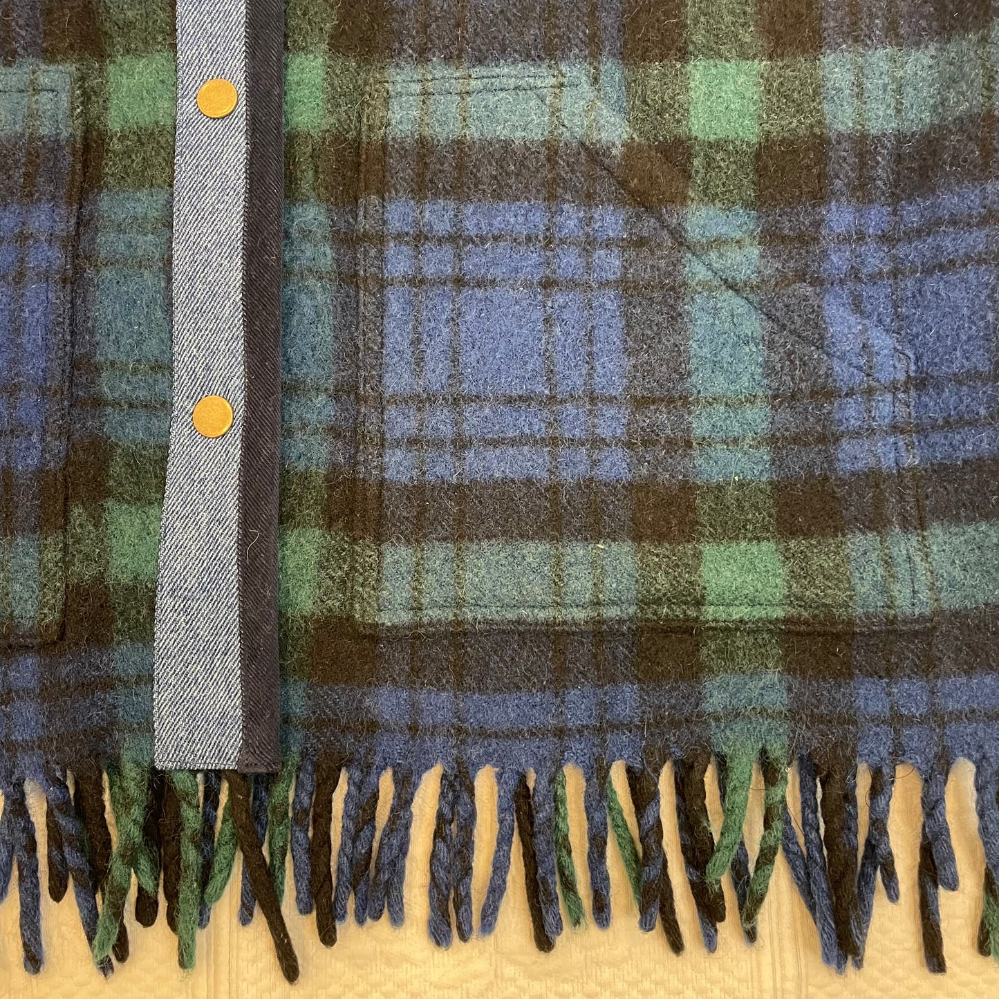 Black Watch Plaid Blanket Coat S-M