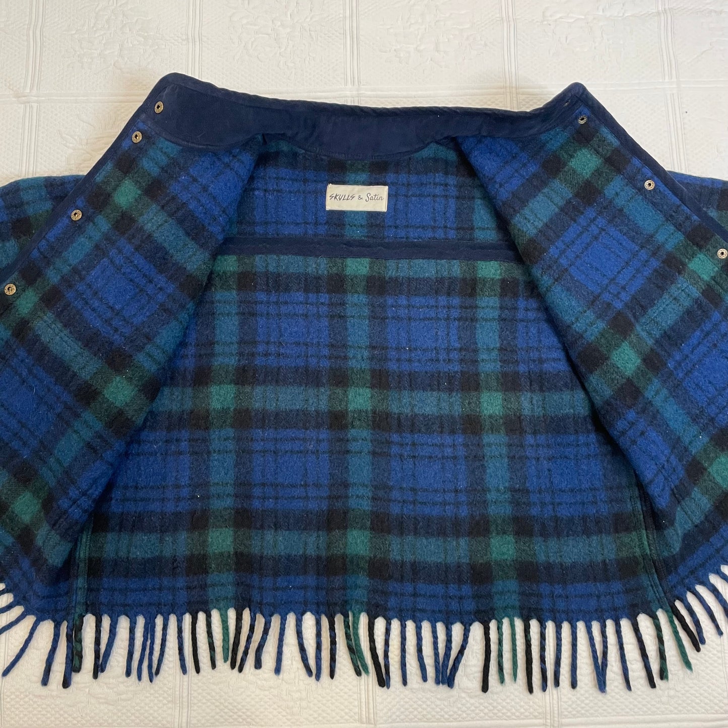 Black Watch Plaid Blanket Coat S-M