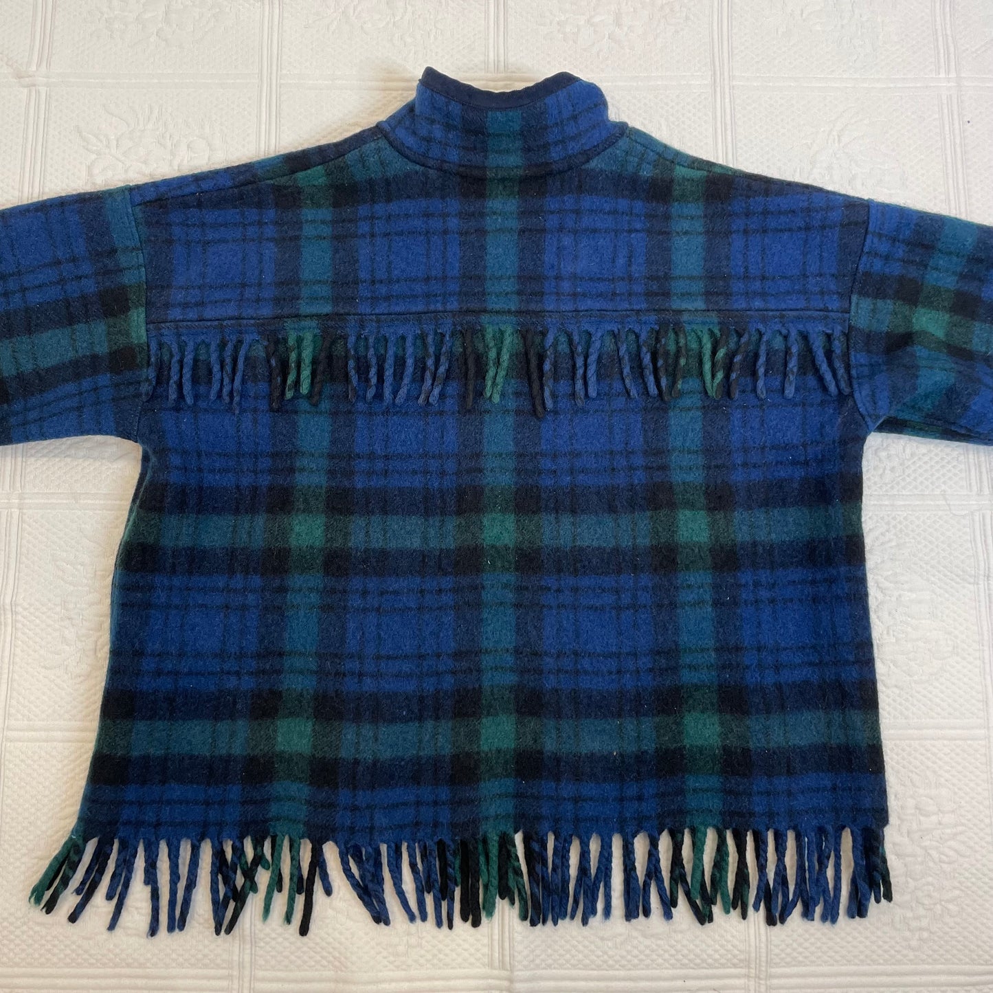 Black Watch Plaid Blanket Coat S-M