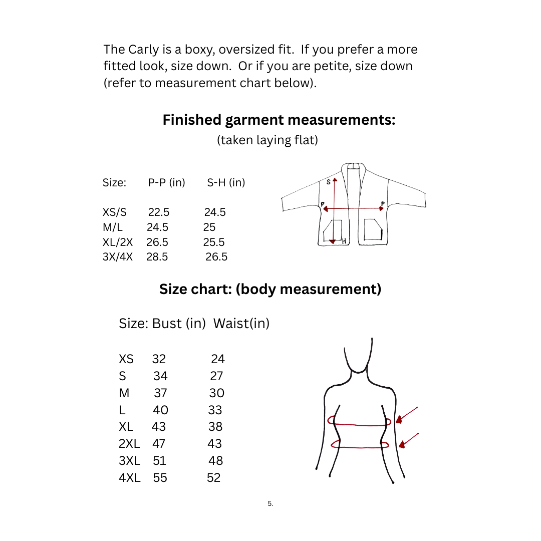 Carly Coat PDF Sewing Pattern Sizes XS-4X